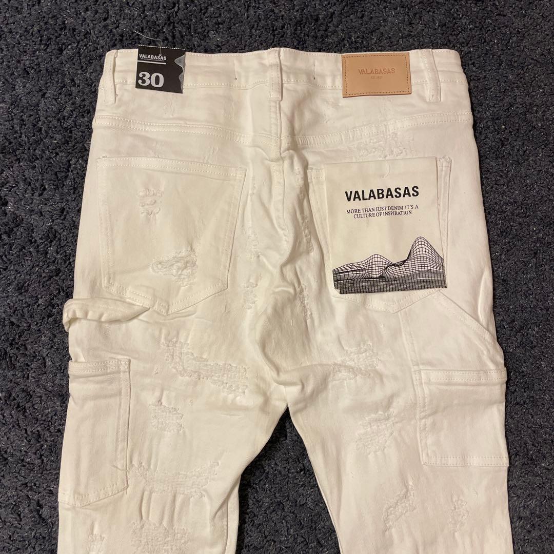 valabasasバラバサス クラッシュリペアスキニーフレアデニム ホワイト30