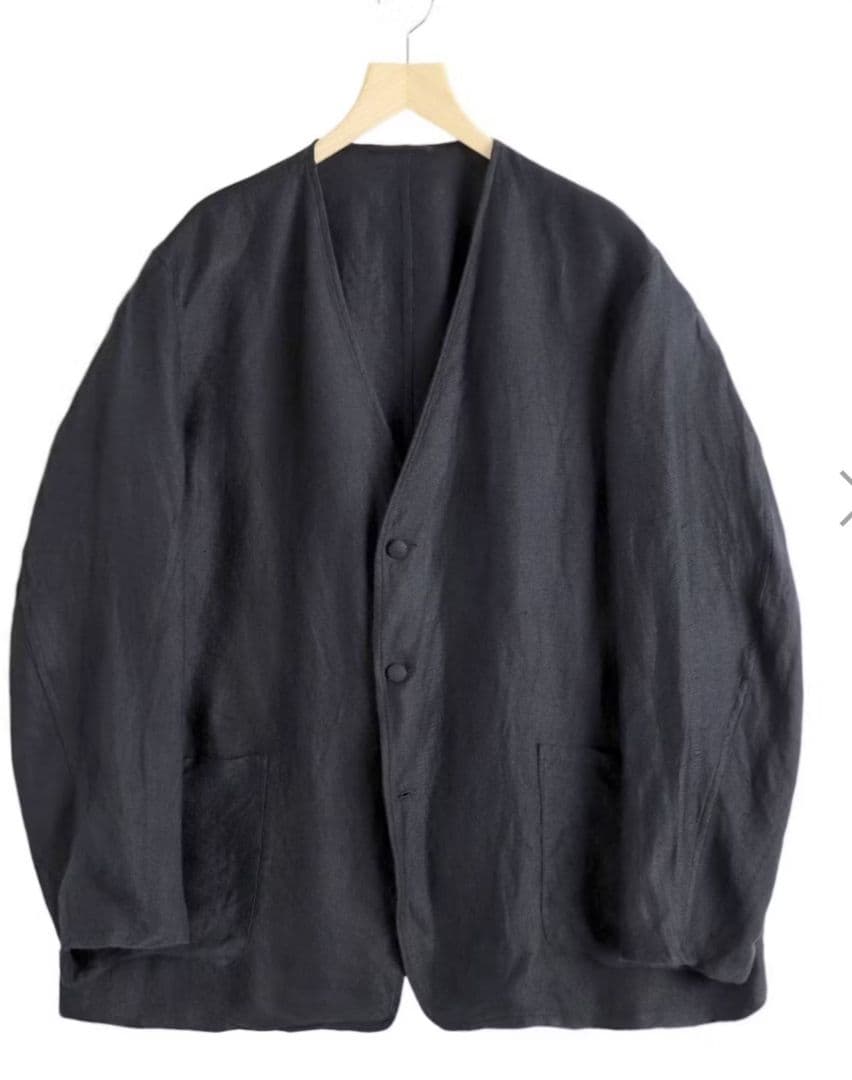 25SS COMOLI 　リネンサテン ノーカラージャケット