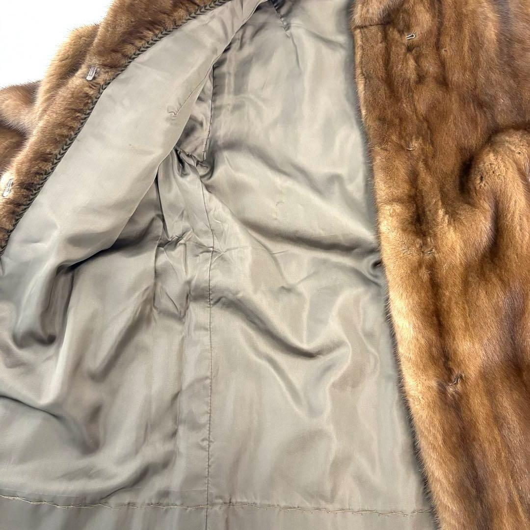 リアルファー 毛皮コート ミンク相当 ブラウン 11号 現状品