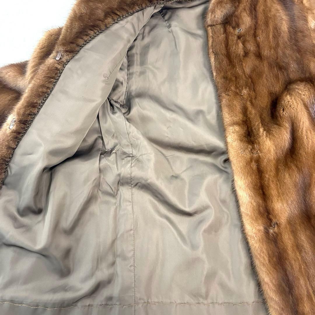 リアルファー 毛皮コート ミンク相当 ブラウン 11号 現状品