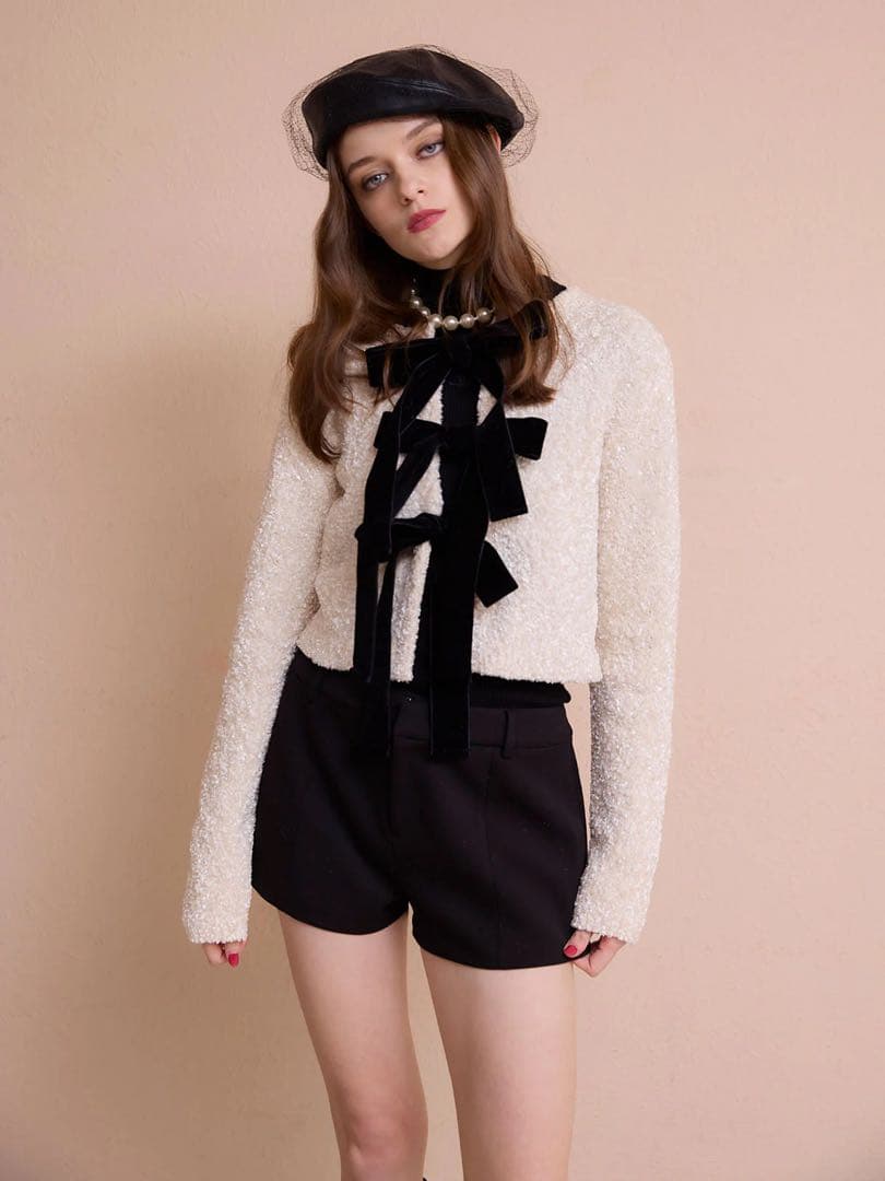 eimyistoire/2025AW/ベロアリボンカーディガン