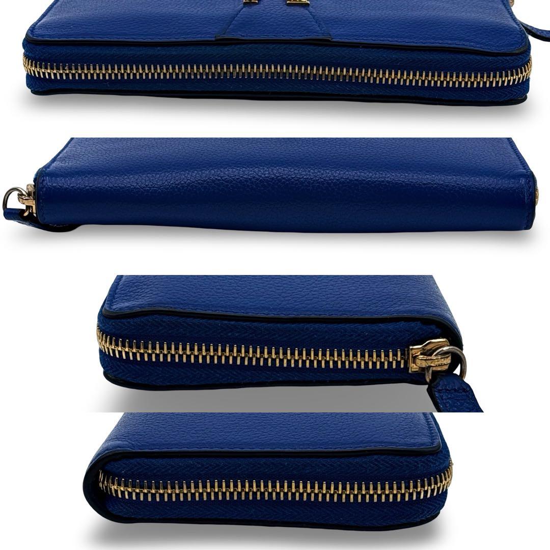 極美品】VERSACE ヴェルサーチ 長財布 ラウンドジップ レザー　革　ロゴ