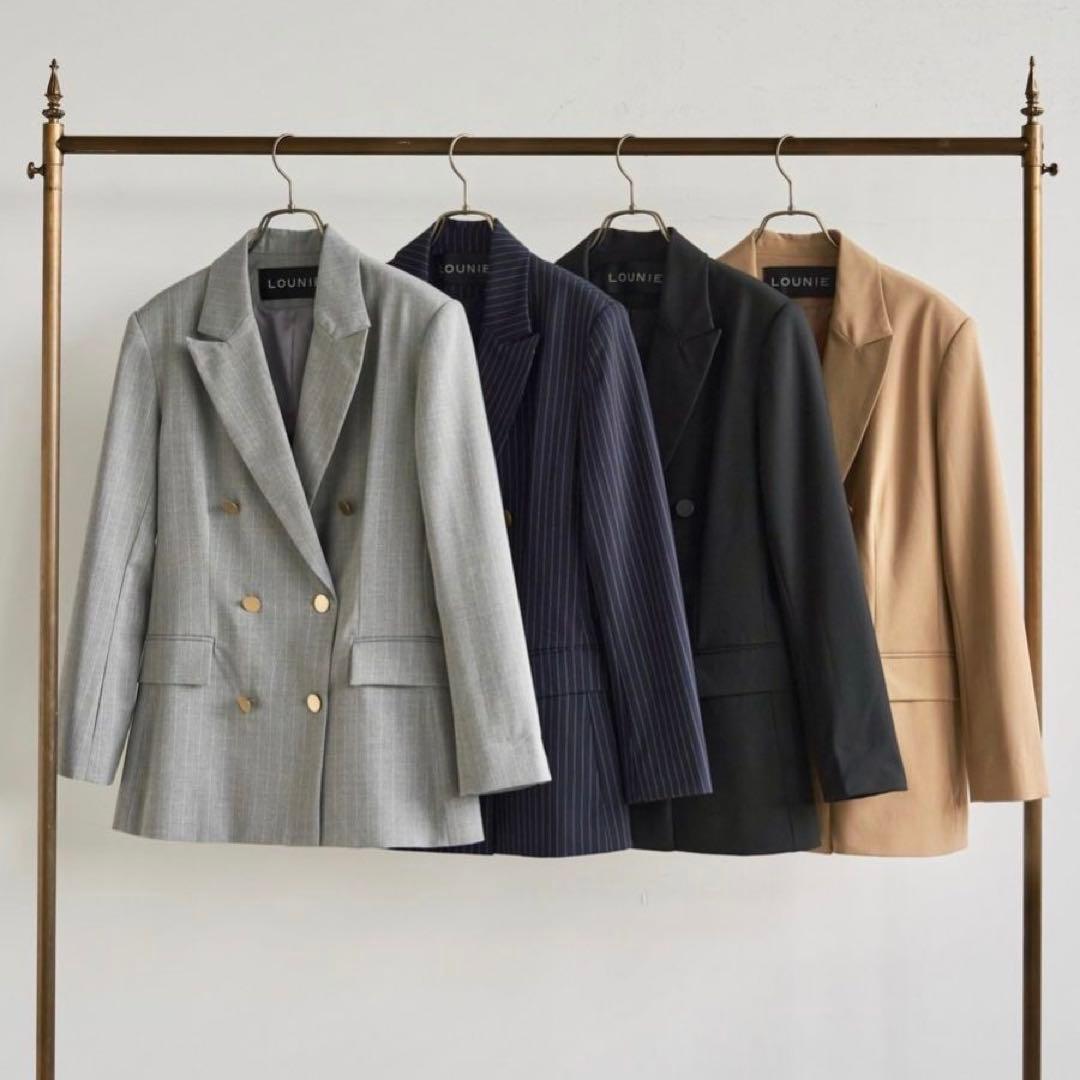 極美品 LOUNIE ダブルテーラードジャケット 金ボタン ベージュ Lサイズ