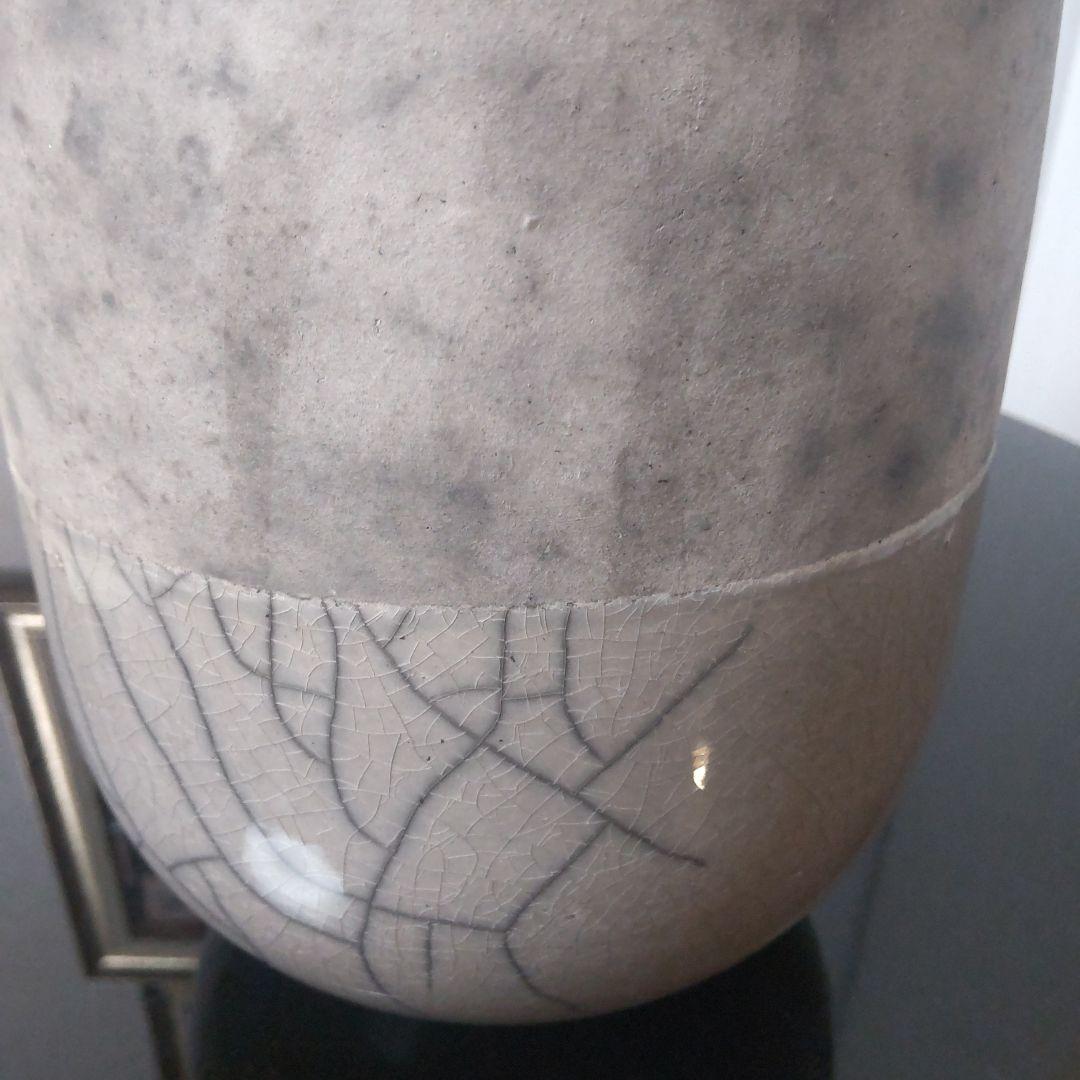 ☆最終価格☆ドマーニ　グレー 円筒　鉢　穴なしドライフラワー付き