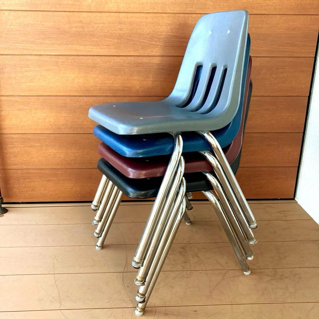 【Tks】①VIRCO社製 スタッキングチェア 4脚セット