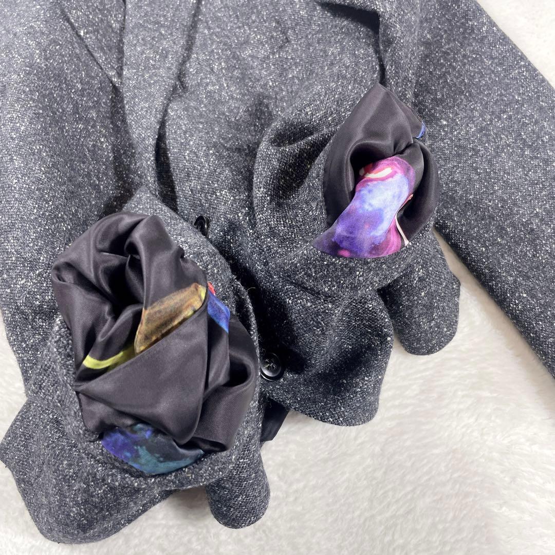 美品 ポールスミス ウールシルク M ホームスパン生地 テーラードジャケット