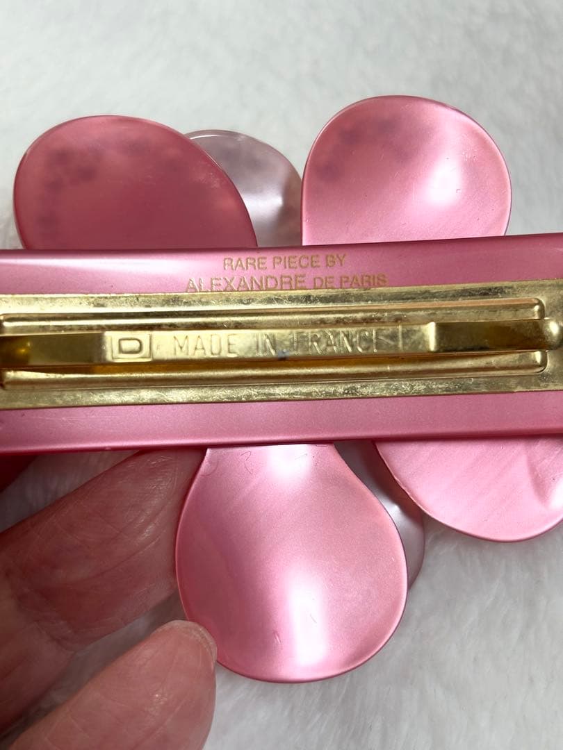 ALEXANDRE DE PARIS ピンクの花デザイン ヘアクリップ