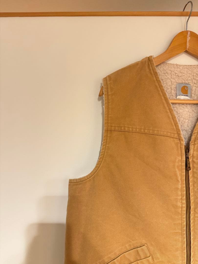 専用 カーハート ダックベスト ベスト XLサイズ ベージュ 古着 フェード