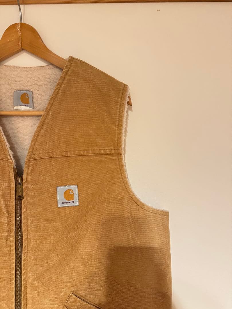 専用 カーハート ダックベスト ベスト XLサイズ ベージュ 古着 フェード