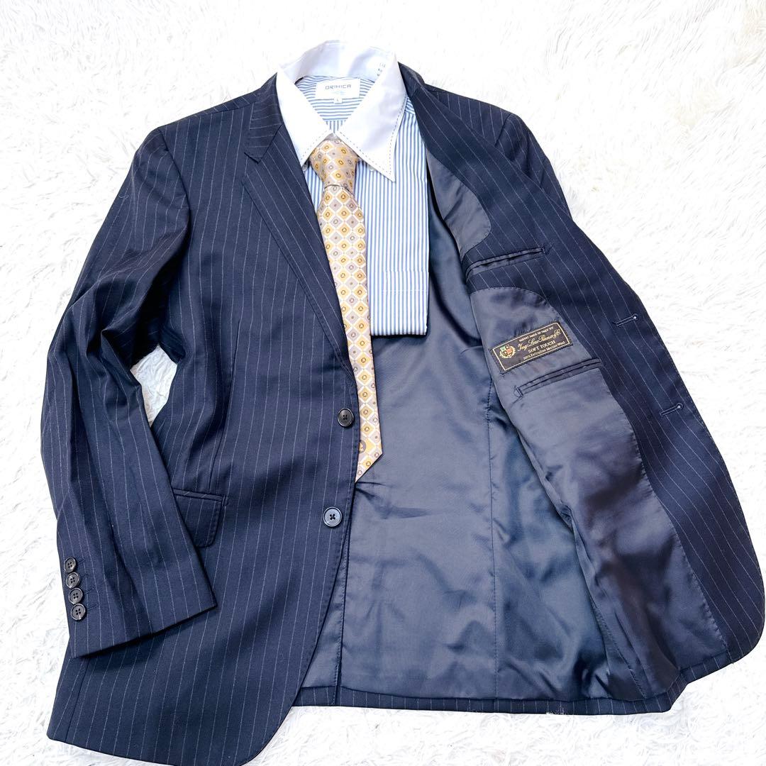 Loro Piana ネイビー ストライプ セットアップ L 冠婚葬祭　イタリア