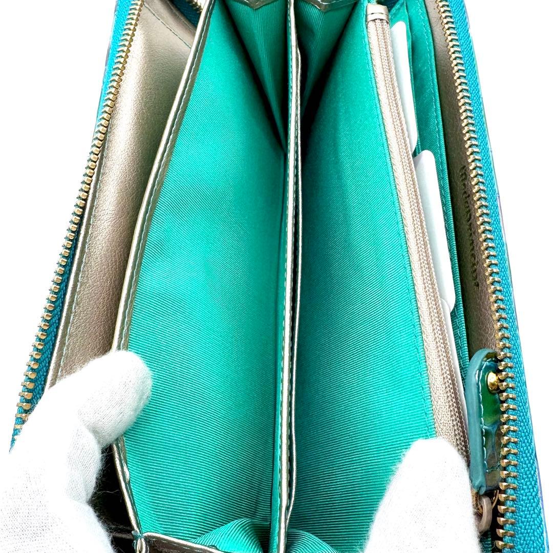 未使用✨モーダプリンチペ ラウンドジップ長財布 クロコ型押し ステンドグラス風