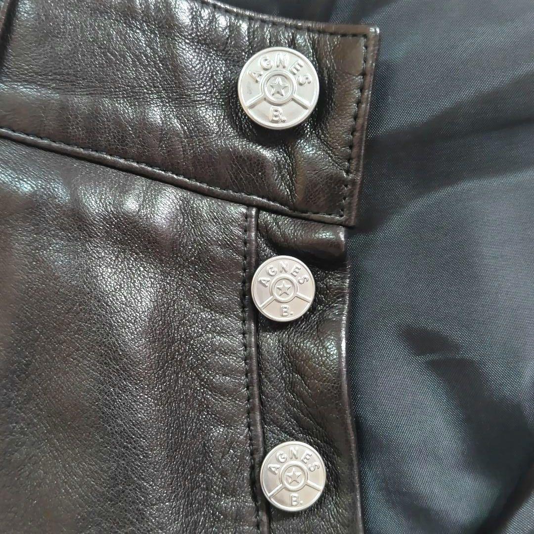 agnes b. アニエスベー レザーパンツ　羊革　ラムスキン　ブラウン　36