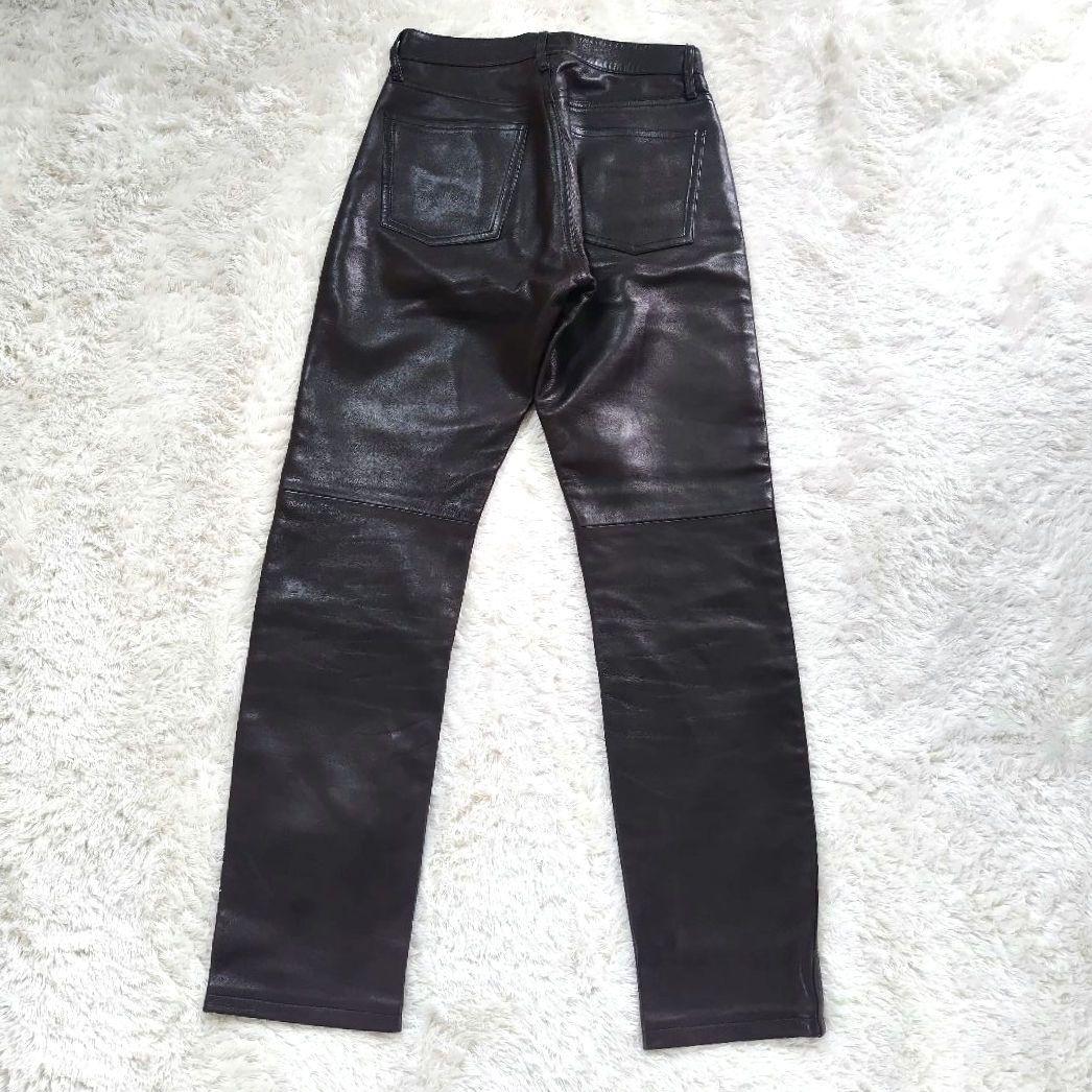 agnes b. アニエスベー レザーパンツ　羊革　ラムスキン　ブラウン　36