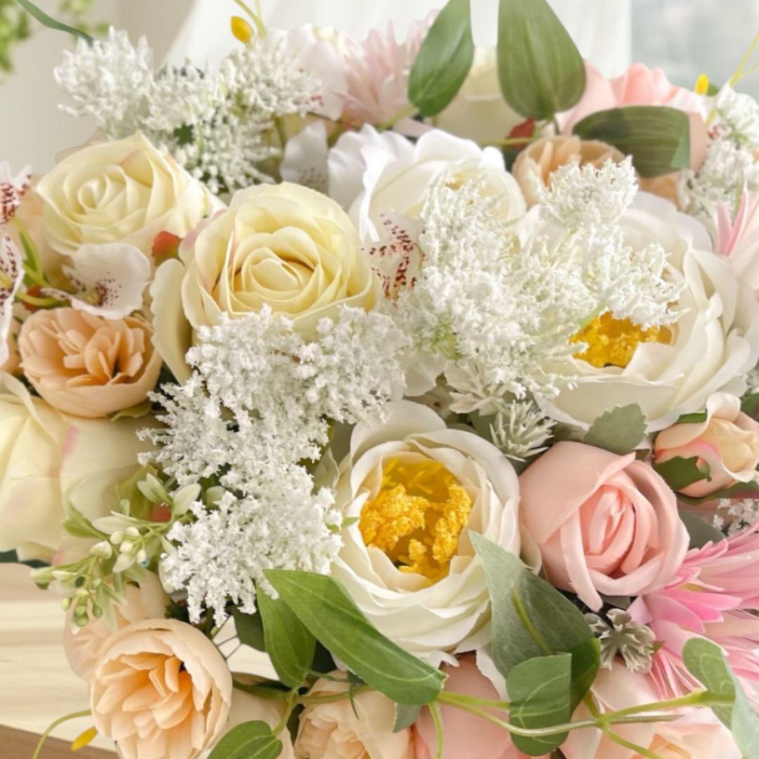 光触媒フラワー 咲き誇るバラのフレンチアレンジ アートフラワー 【Mサイズ】