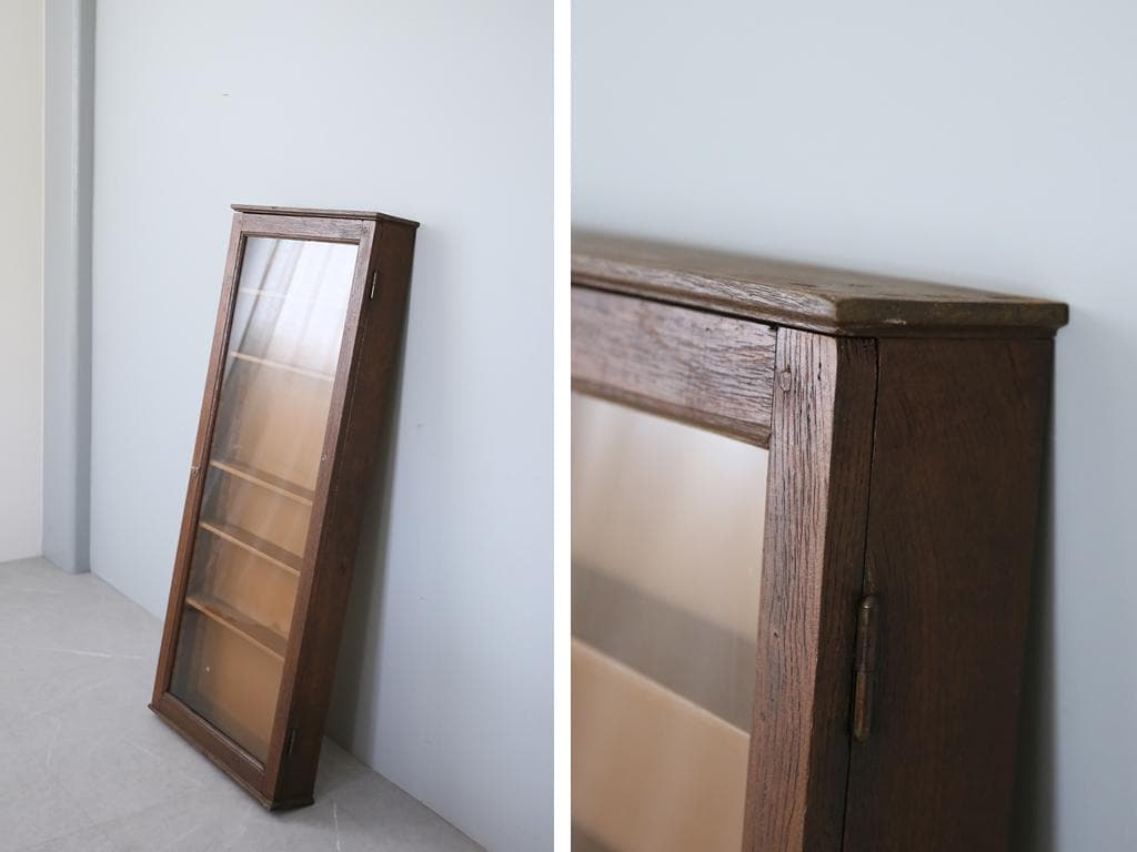 英国アンティーク壁掛けディスプレイショーケース/飾り棚キャビネット(77-199