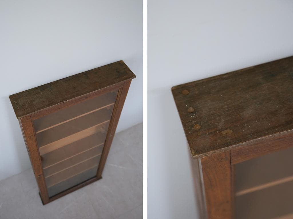 英国アンティーク壁掛けディスプレイショーケース/飾り棚キャビネット(77-199