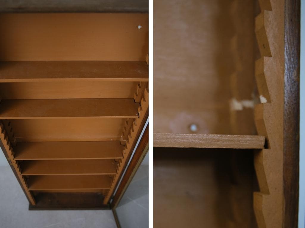 英国アンティーク壁掛けディスプレイショーケース/飾り棚キャビネット(77-199