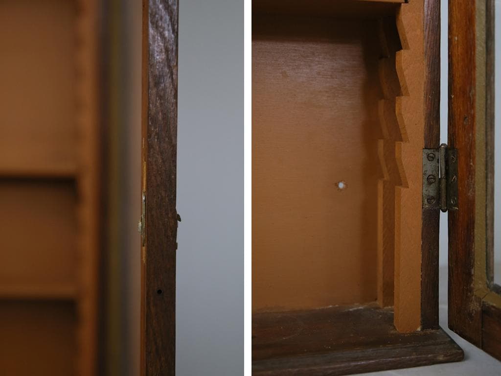 英国アンティーク壁掛けディスプレイショーケース/飾り棚キャビネット(77-199