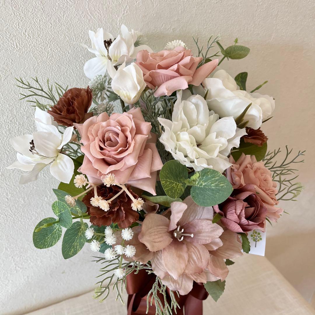 ウェディングブーケとブートニアのセット♡くすみピンクブーケ♡前撮り♡挙式♡