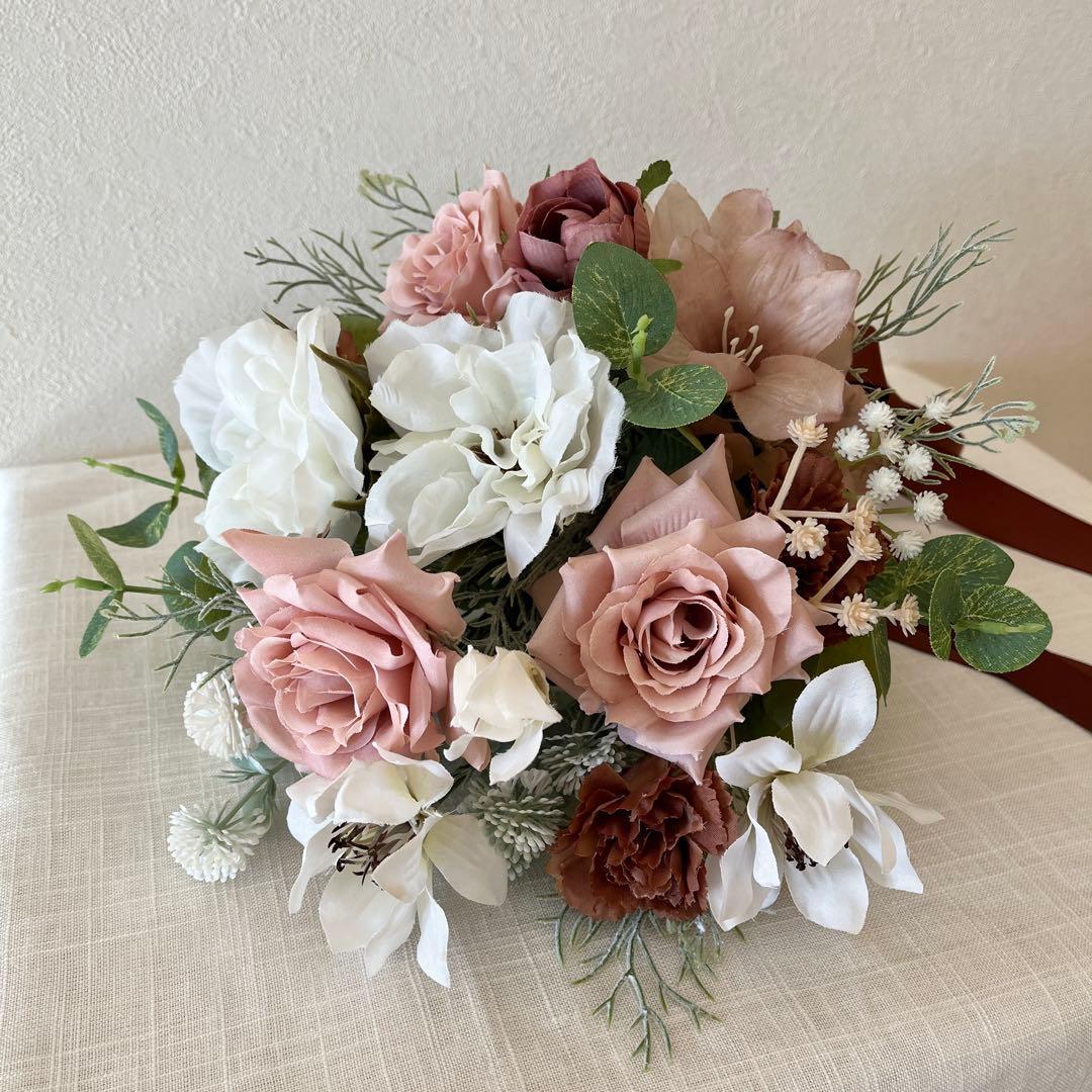 ウェディングブーケとブートニアのセット♡くすみピンクブーケ♡前撮り♡挙式♡