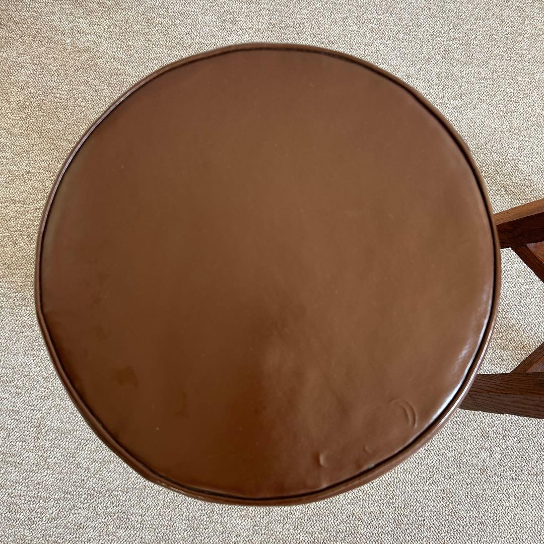 ビンテージ　ブラウン 木製 円形スツール 2個セット　天然木