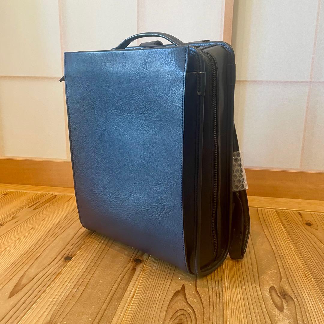 L レザービジネスバッグ 青