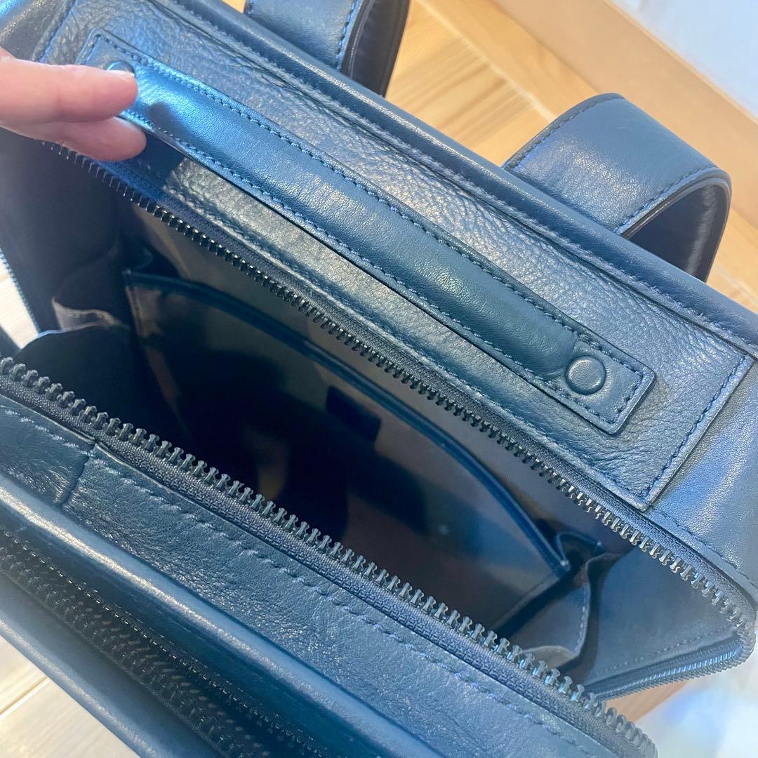 L レザービジネスバッグ 青