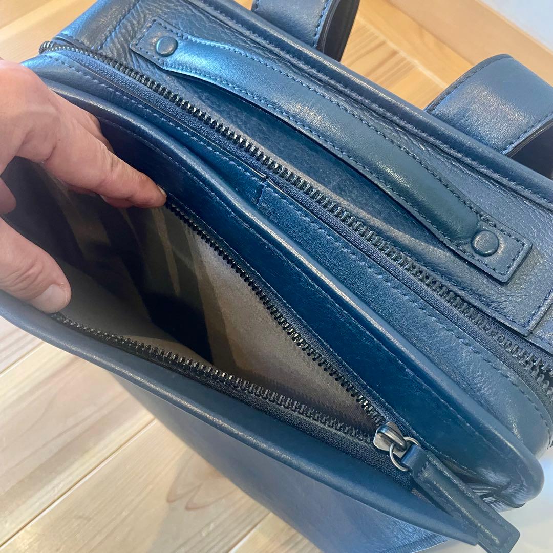 L レザービジネスバッグ 青