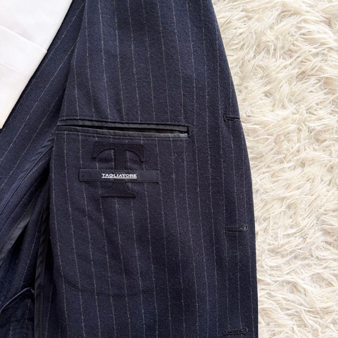 <美品>TAGLIATORE モンテカルロ 秋冬 ウール ネイビー スーツ 46