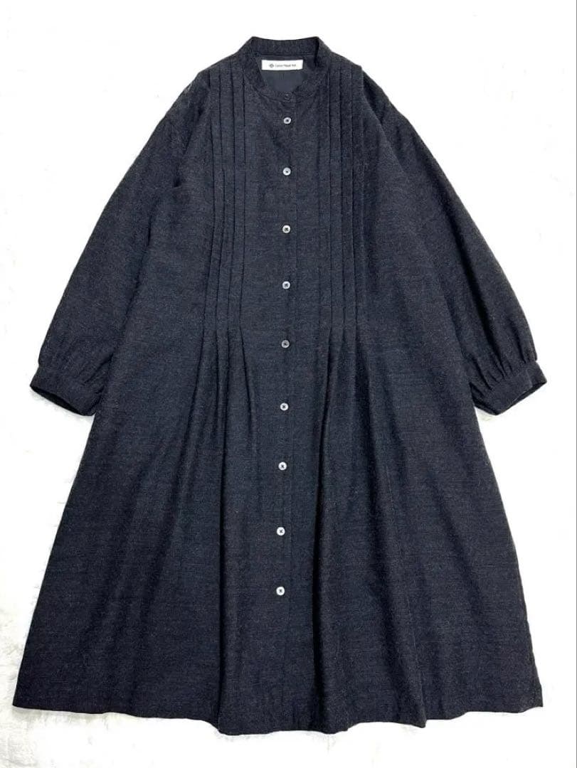 コットンハウスアヤ ウールワンピース ゆったり ピンタック 美品