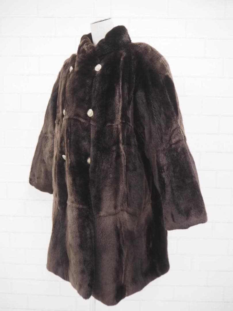 超美品！高級毛皮ムートンロング毛皮コートMICHEL KLEN