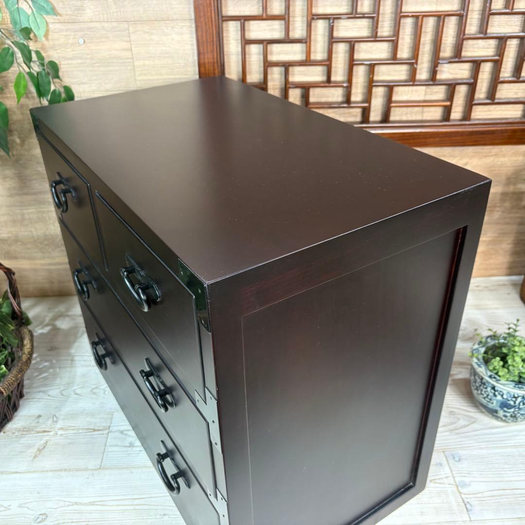 民芸家具和箪笥三段四つ引き木製桐材天然無垢収納家具飾り棚和タンス和室和風チェスト