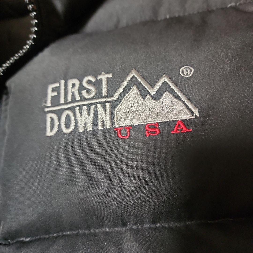 【美品】FIRST　DOWN　ダウンベスト　リバーシブル　黒　グレー　L