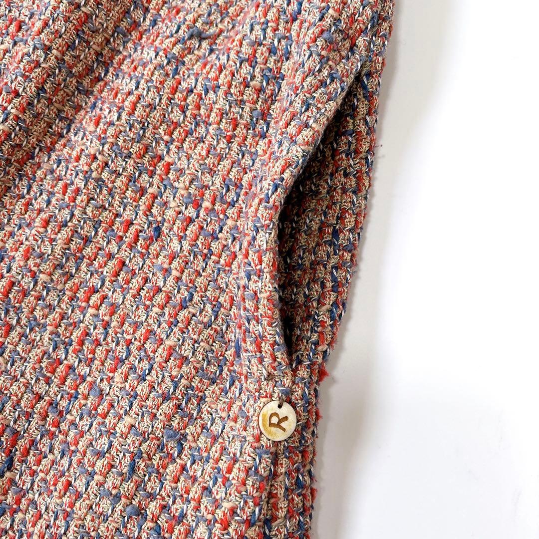 美品⁑45rpm コットンツイードロングワンピース　Aライン　フリンジ　レッド