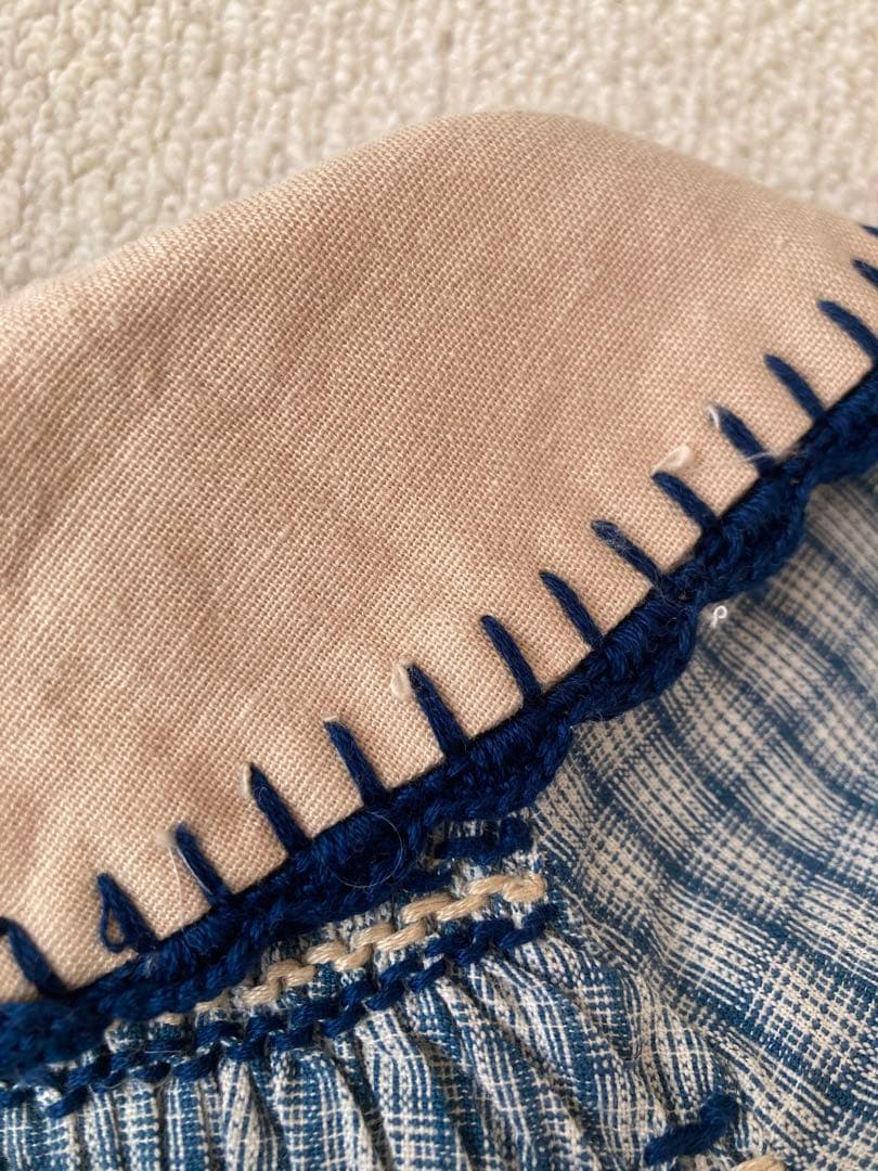 Apolina kids 3-5y HAZEL BLOUSE 青 チェック柄