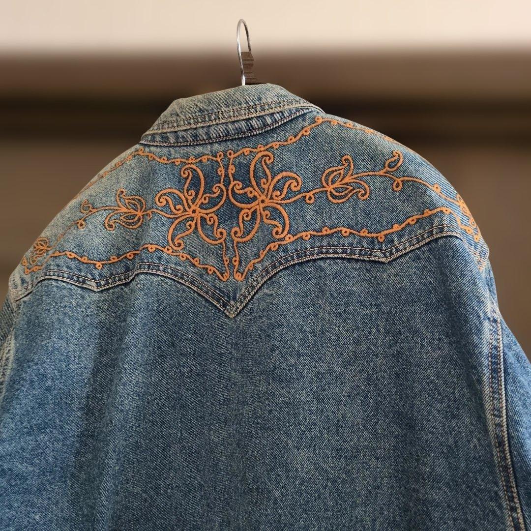 EDWIN 90s ヴィンテージ Gジャン 刺繍デニムジャケット メンズMサイズ