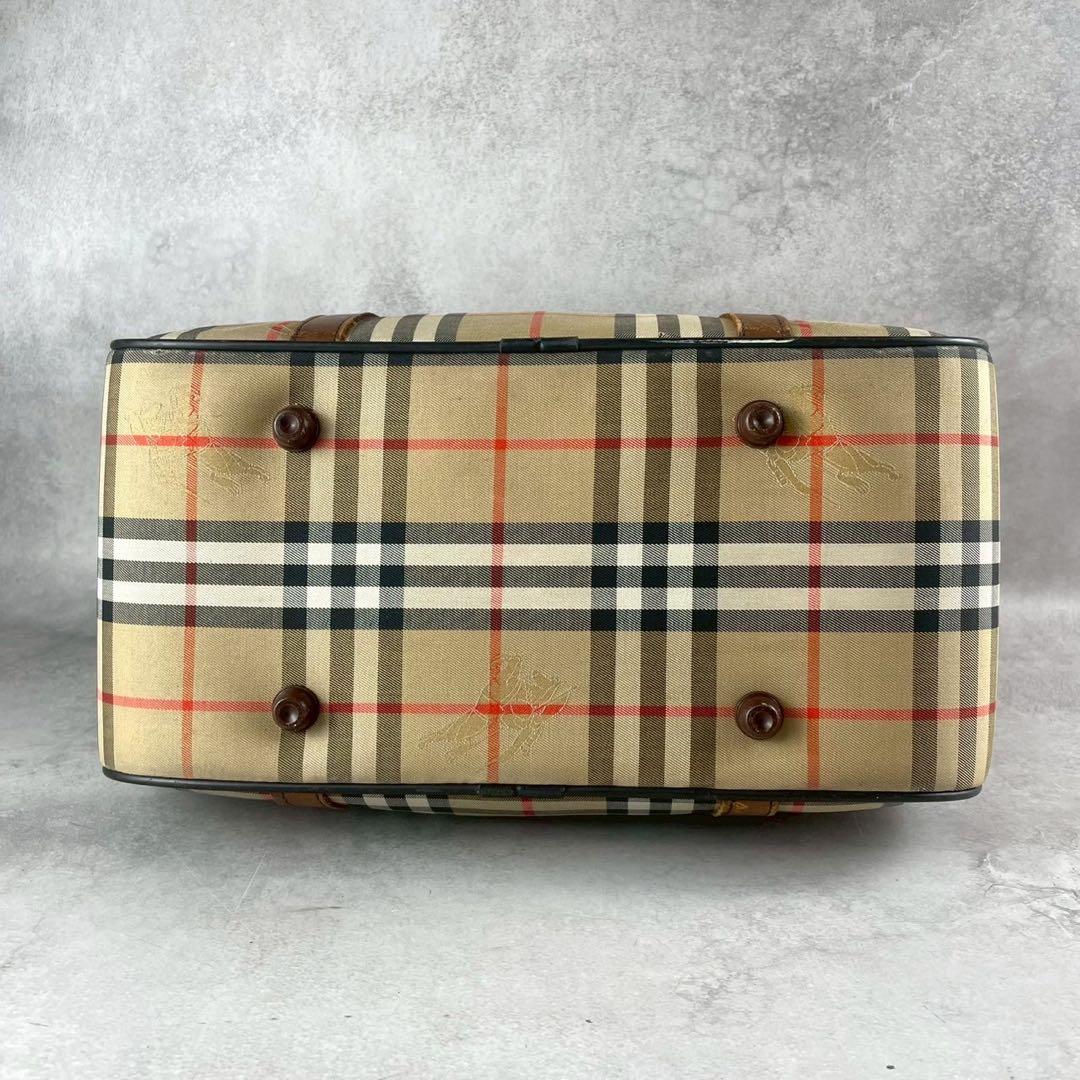 希少　バーバリー　ノバチェック　ボストンバッグ　ハンドバッグ　大容量　ホースロゴ