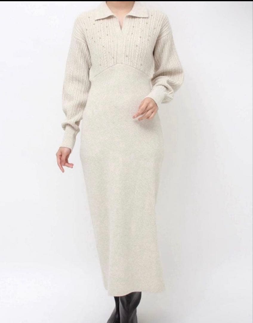 Lagunamoon ケーブルビジューIラインニットワンピース