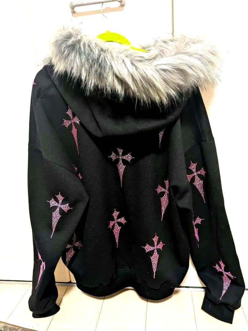 REFLEMタグ付き♥ファー付き十字架クロスZIPパーカーPINK2way♥