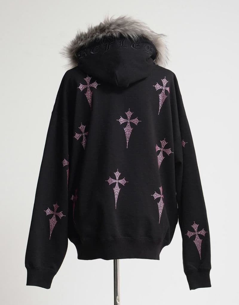 REFLEMタグ付き♥ファー付き十字架クロスZIPパーカーPINK2way♥