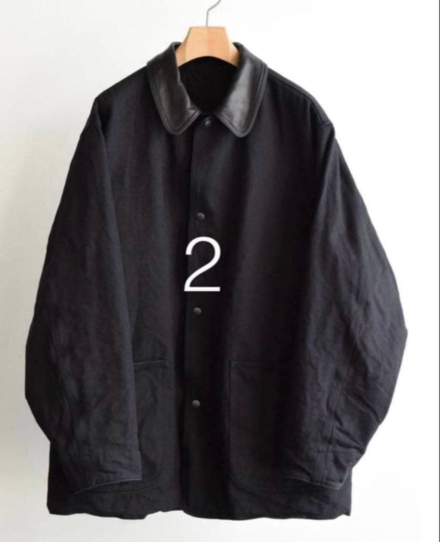 25aw comoli デニム レザー ワークジャケット BLACK 2