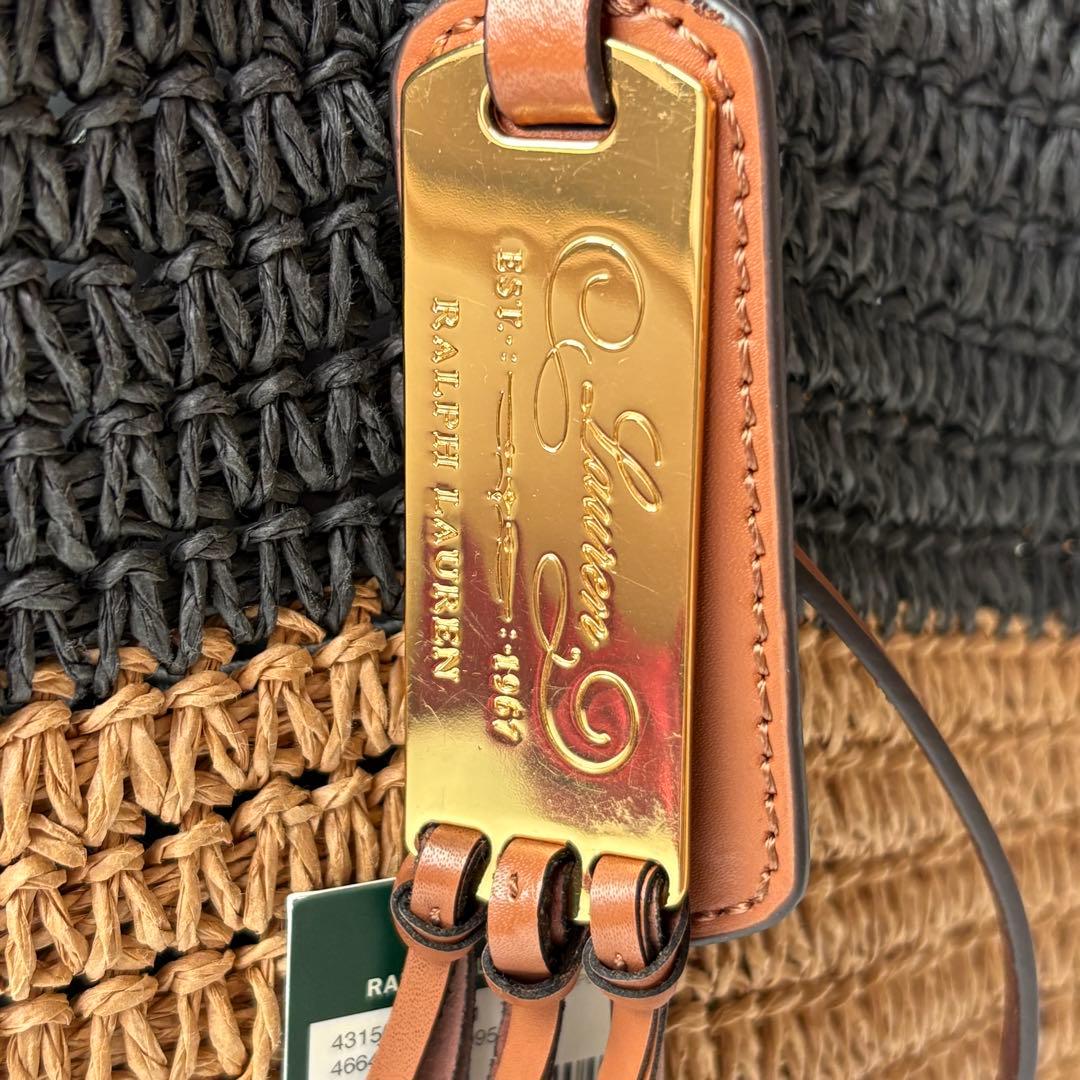 極美品✨ ローレンラルフローレン　カゴバック　編み込み　肩掛け　タグ付きチャーム