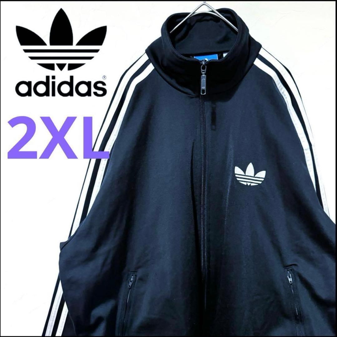 【美品】adidas トラックジャケット ファイヤーバード ブラック 2XL 黒