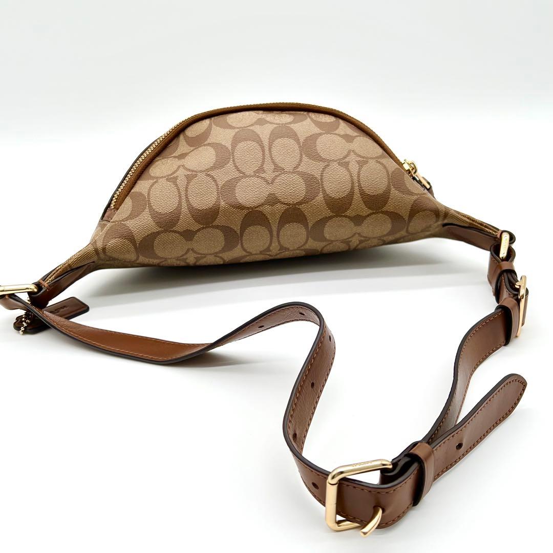 【極美品】COACH シグネチャー ウエストバッグ ボディバッグ レザー 茶色