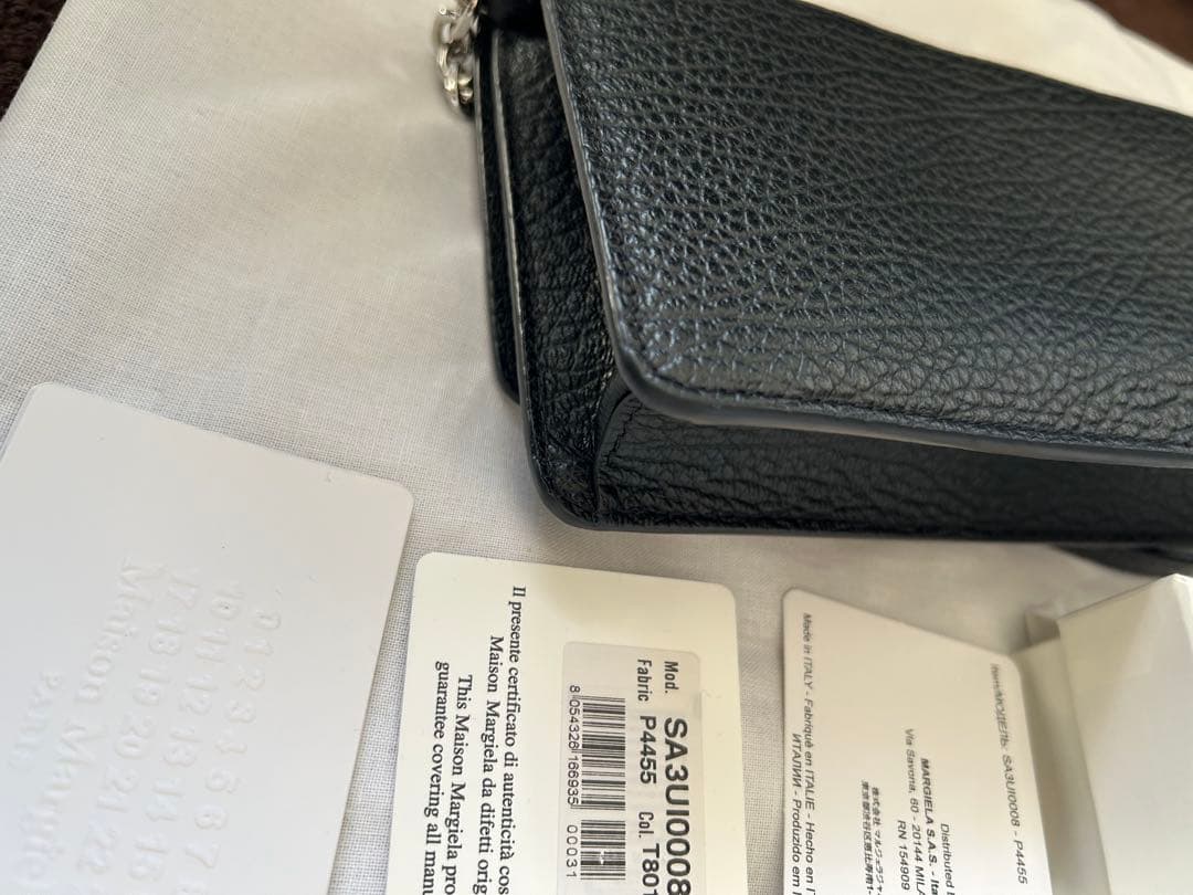 メゾンマルジェラ チェーンロングウォレット 4ステッチ 黒★