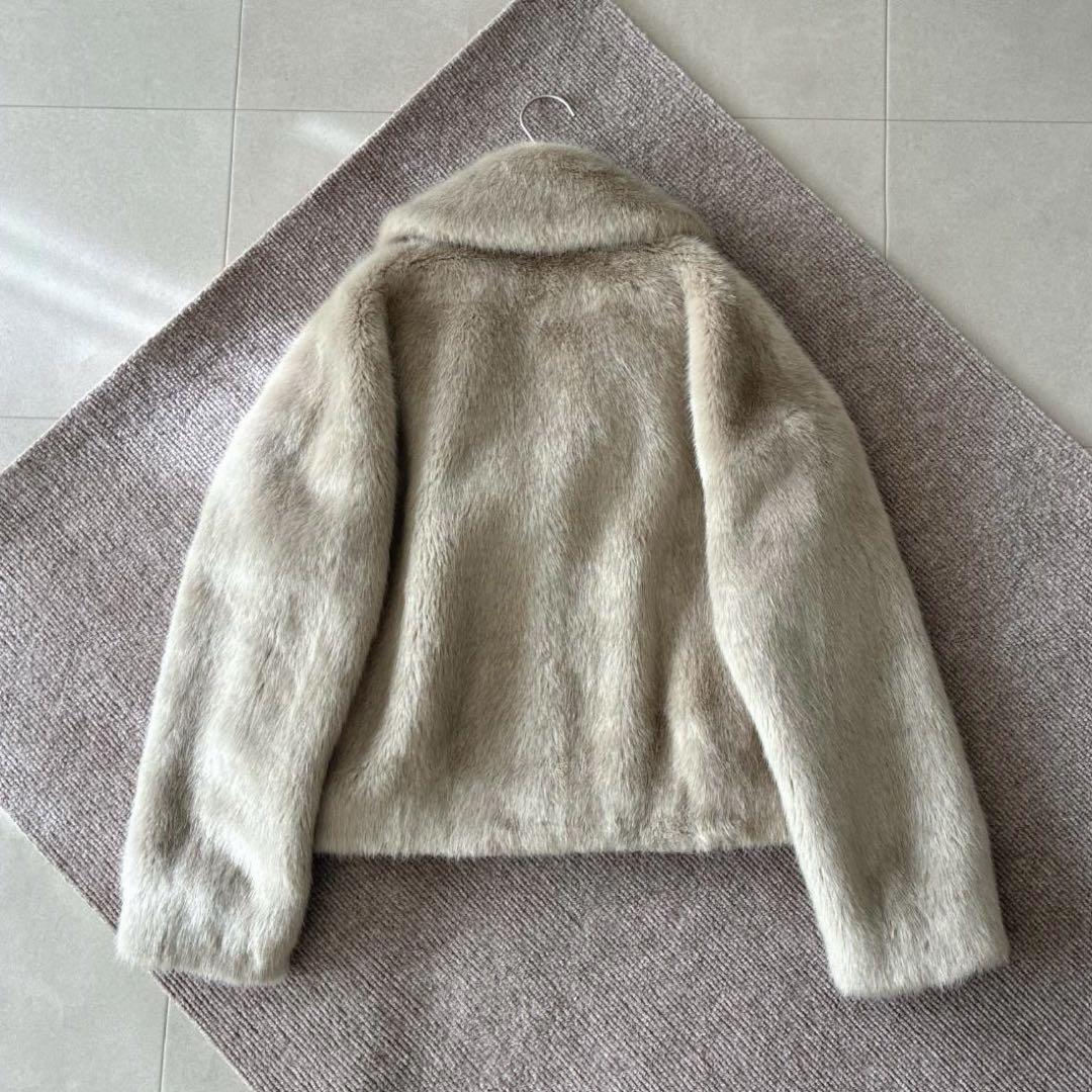 美品 近年 ルルウィルビー♡エコファー コート ジャケット ショールカラー 2