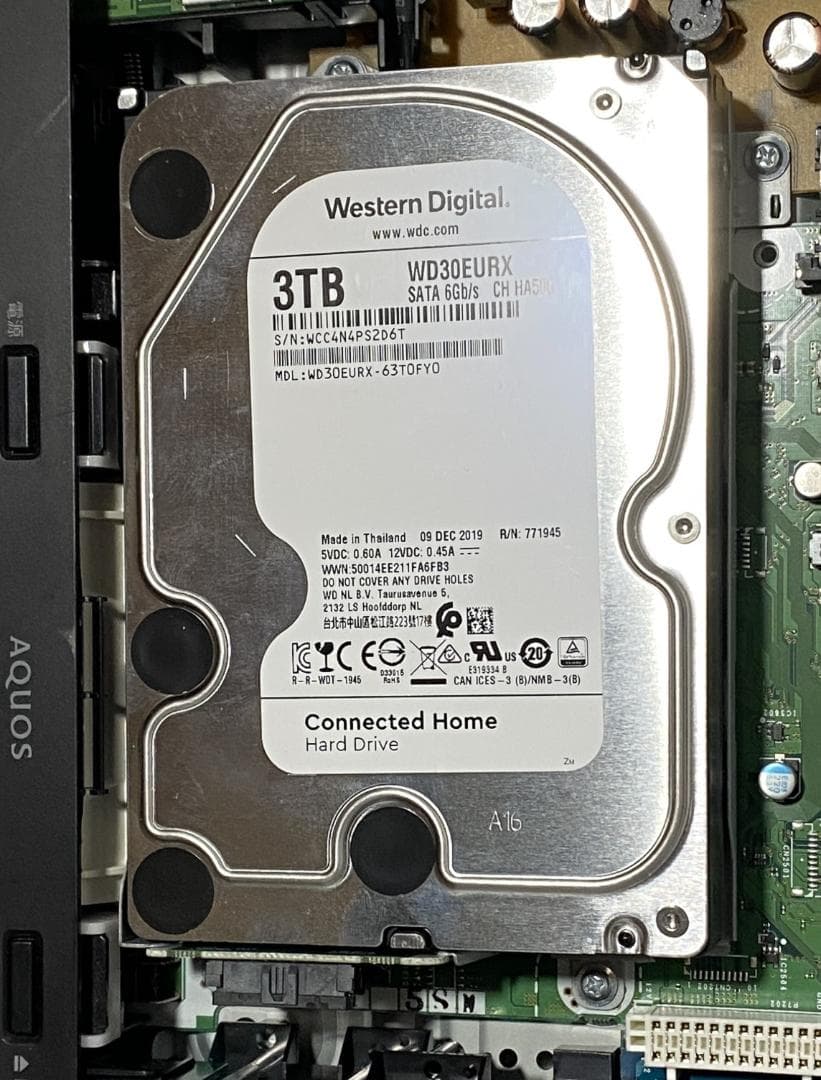 SHARP　BD-NT1200　18年製　「容量アップHDD:3TB」