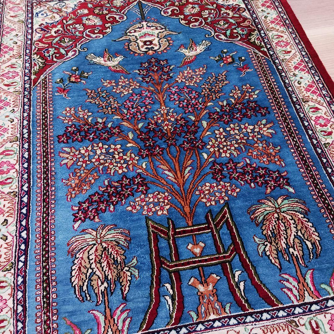 Y3200 高級ペルシャ絨毯 クム産 シルク100% 手織り100万ノット