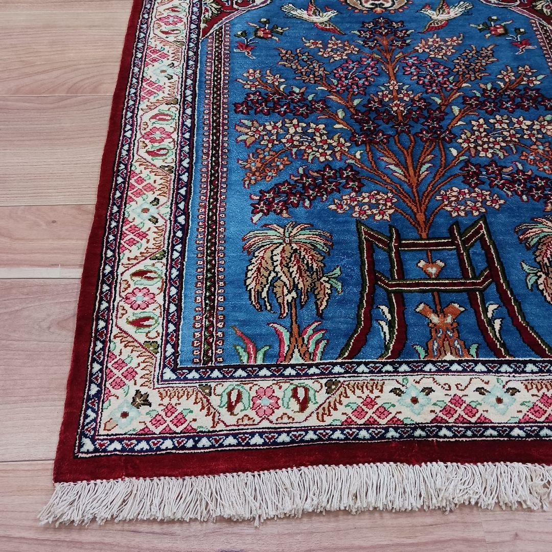 Y3200 高級ペルシャ絨毯 クム産 シルク100% 手織り100万ノット