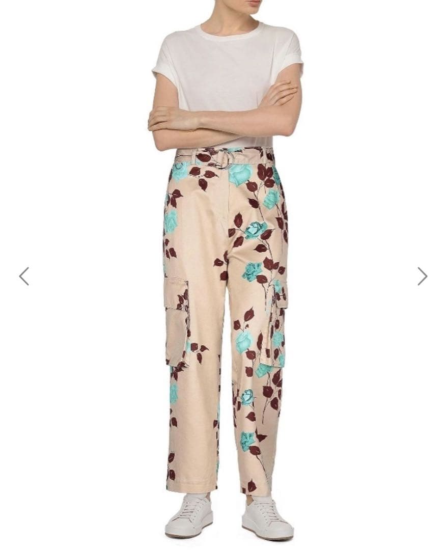 【新品】MSGMロゴ入り花柄カーゴパンツ　ベージュ